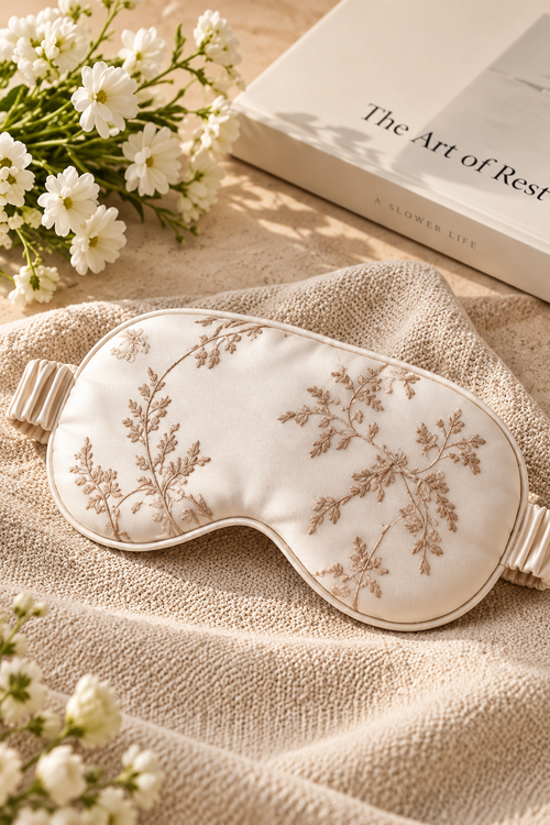 Meadow Embroidered Satin Sleep Mask
