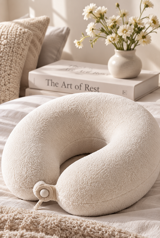 Ivory Cloud Plush Travel Neck Pillow